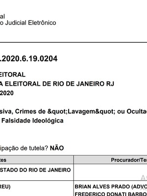 AÇÃO PENAL ELEITORAL Número: 0600020-74.2020.6.19.0204 - Leia na íntegra