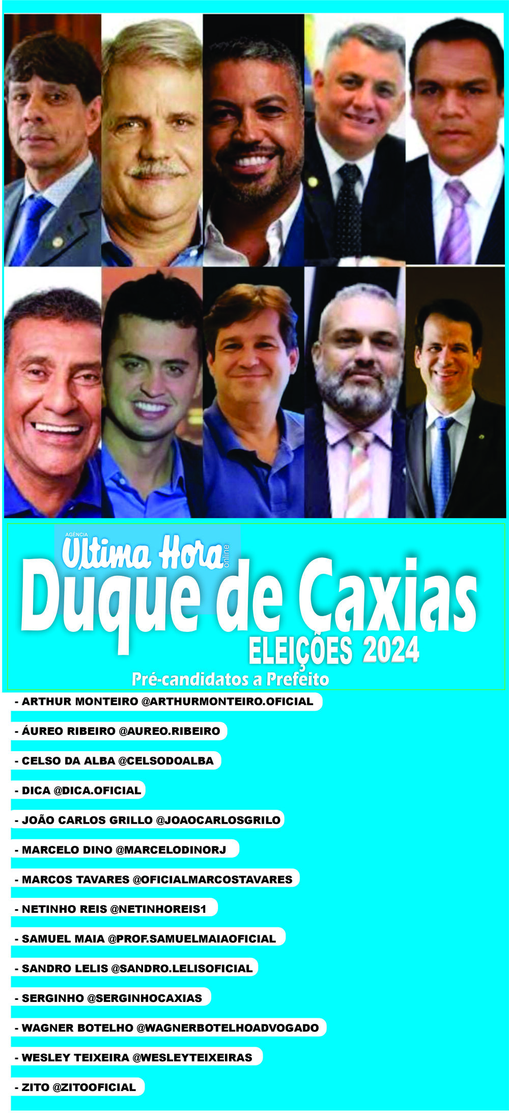 Veja o perfil dos principais pré-candidatos a prefeito de Duque de Caxias em 2024