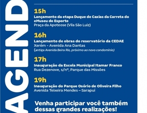 Duque de Caxias recebe o governador Cláudio Castro, nesta quinta-feira (06/07), para lançamentos de obras e inaugurações