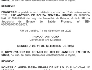 Dr.Luizinho é exonerado do cargo de secretário de Saúde do Estado do Rio de Janeiro