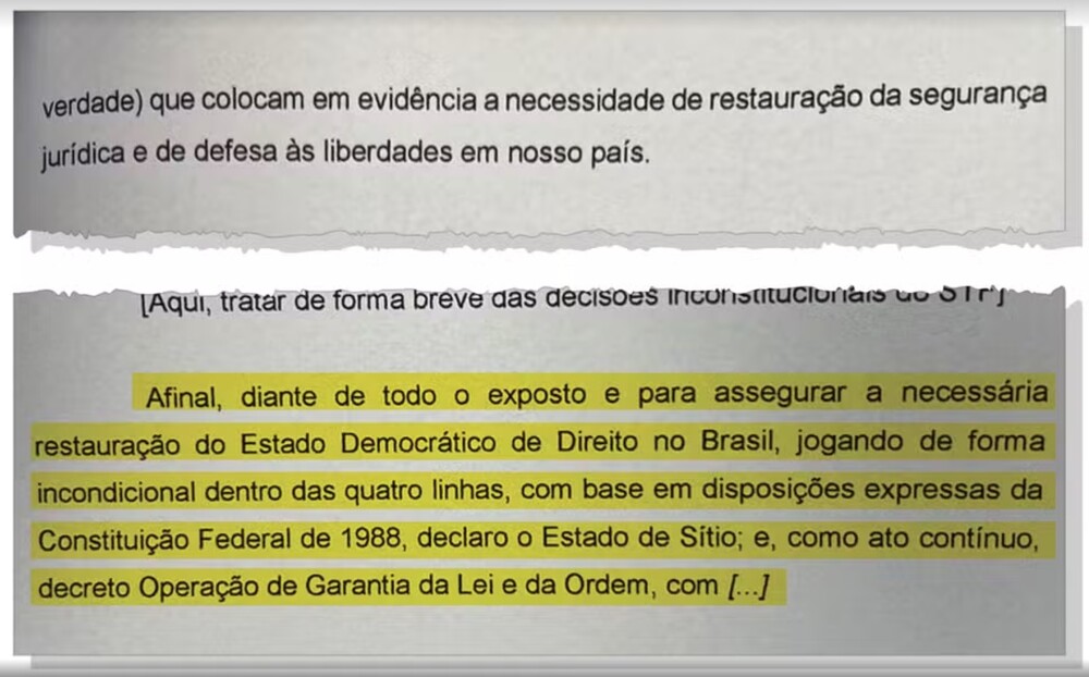 PF encontra na sede do PL documento com argumentos para decretação do estado de sítio — Foto: Reprodução
