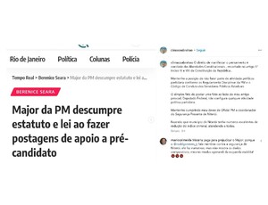 VIROU BAGUNÇA: Major da PM descumpre a Lei e desafia Berenice Seara, achando certo declarar apoio a candidato Jordy em Niterói