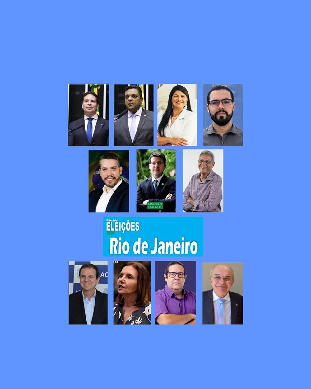 Rio 2024 dividido entre 5 candidatos de Esquerda (Defende Lula), 5 de Direita (Defende Bolsonaro) e 1 um de Centro (Defende os bichinhos)