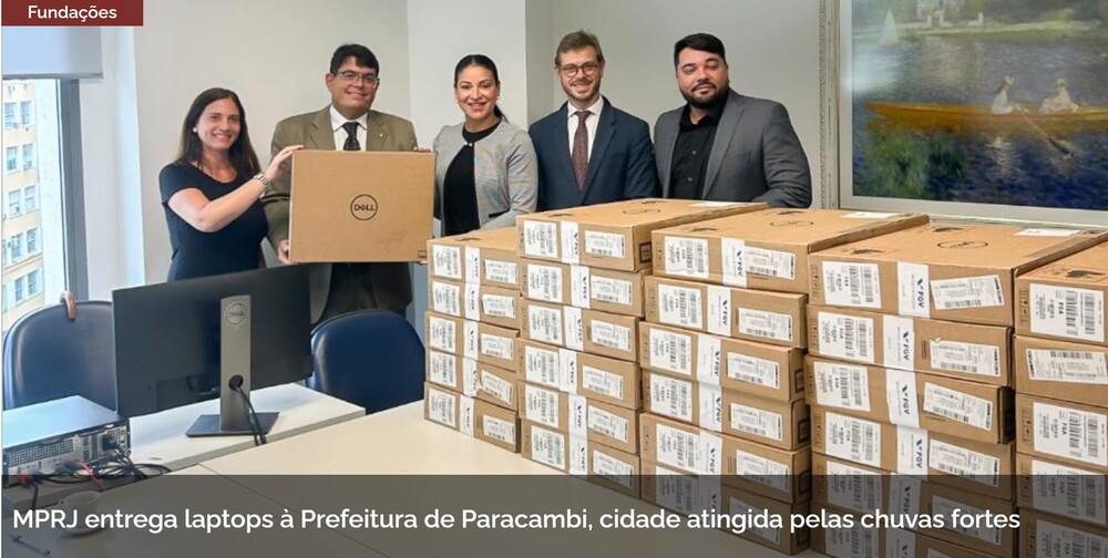 MPRJ entrega laptops à Prefeitura de Paracambi, cidade atingida pelas chuvas fortes