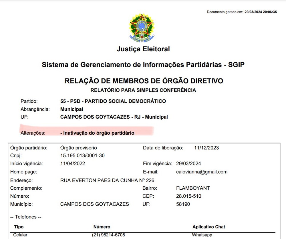 Paes faz intervenção no PSD de Campos e ganha como inimigo futuro Vereador Garotinho, em busca de apoio de Bacellar e União na capital. E agora Rodrigo Amorim?
