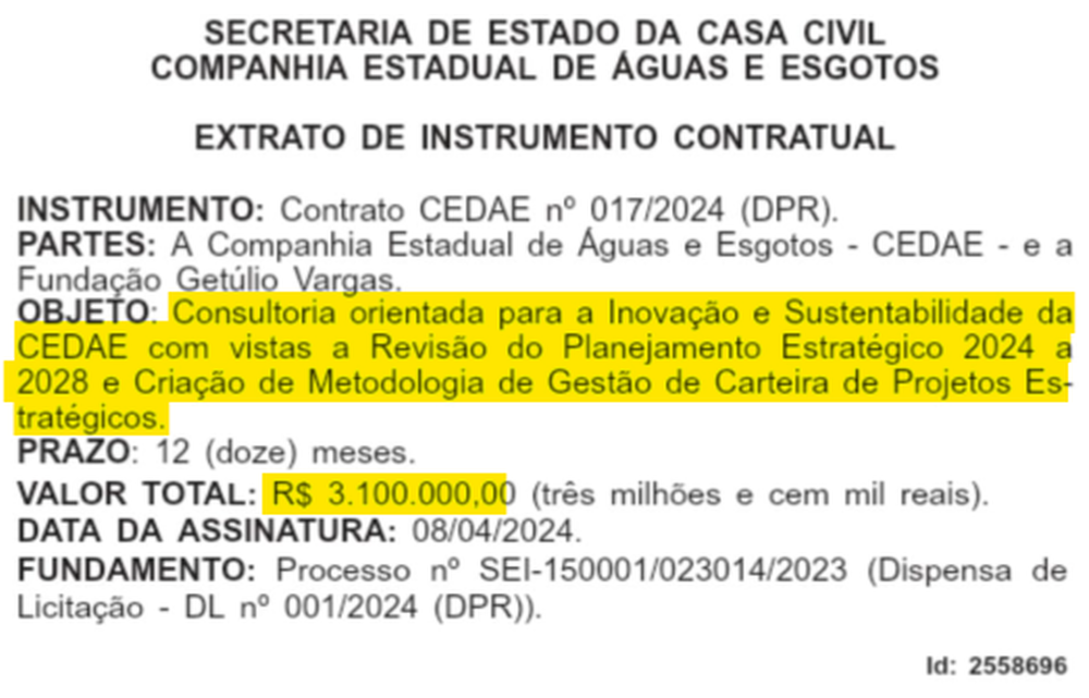 A Pressa e o Preço do Progresso: Cedae e FGV em Contrato de R$ 3 Milhões Sem Licitação