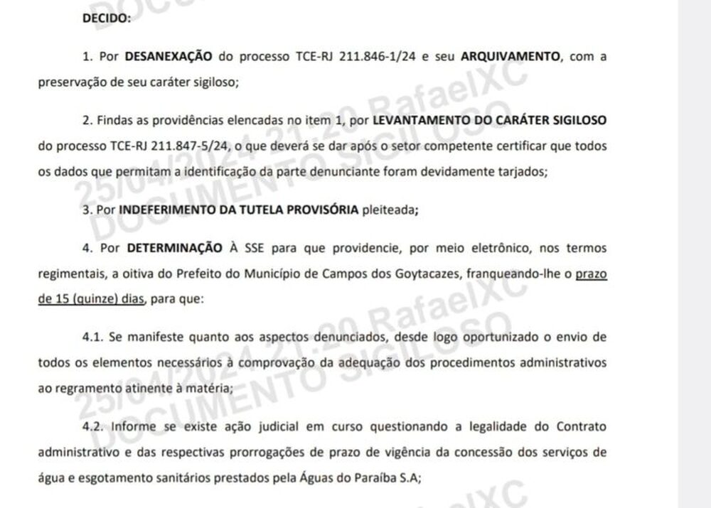 Campos-RJ: TCE-RJ manda Wladimir Garotinho explicar prorrogação de contrato com Águas do Paraíba