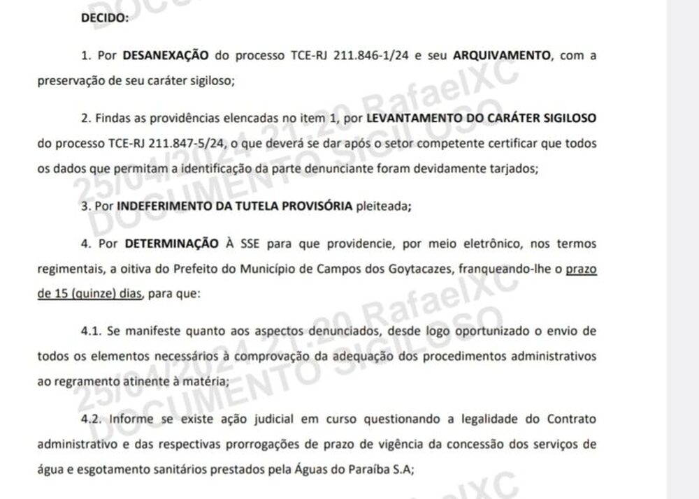Campos-RJ: TCE-RJ manda Wladimir Garotinho explicar prorrogação de contrato com Águas do Paraíba