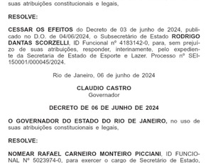 Picciani volta a ser secretário de Esporte e finalmente TH Jóias vira Deputado