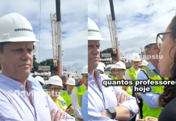 Professora da rede pública questiona Tarcísio sobre privatização do ensino e baixos salários
