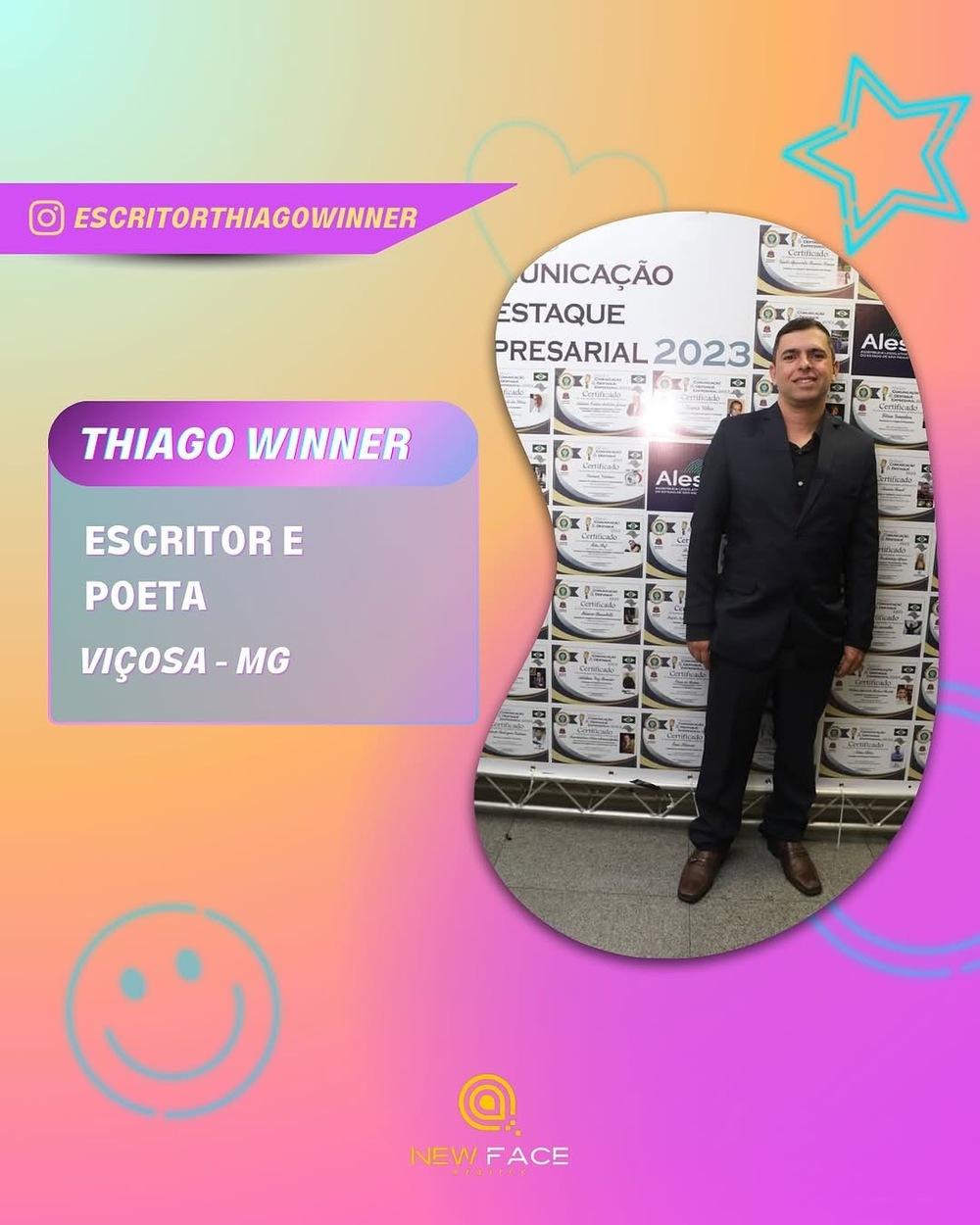 Escritor Thiago Winner, participa da 3ª edição do New Face Reality Show Brasil 2025