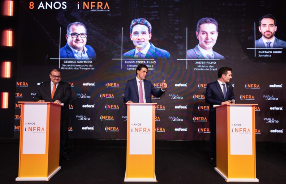 Ministros Alexandre Silveira, Renan Filho, Jader Filho, Silvio Costa Filho e Vital do Rêgo detalham planos para o setor em evento da Esfera Brasil