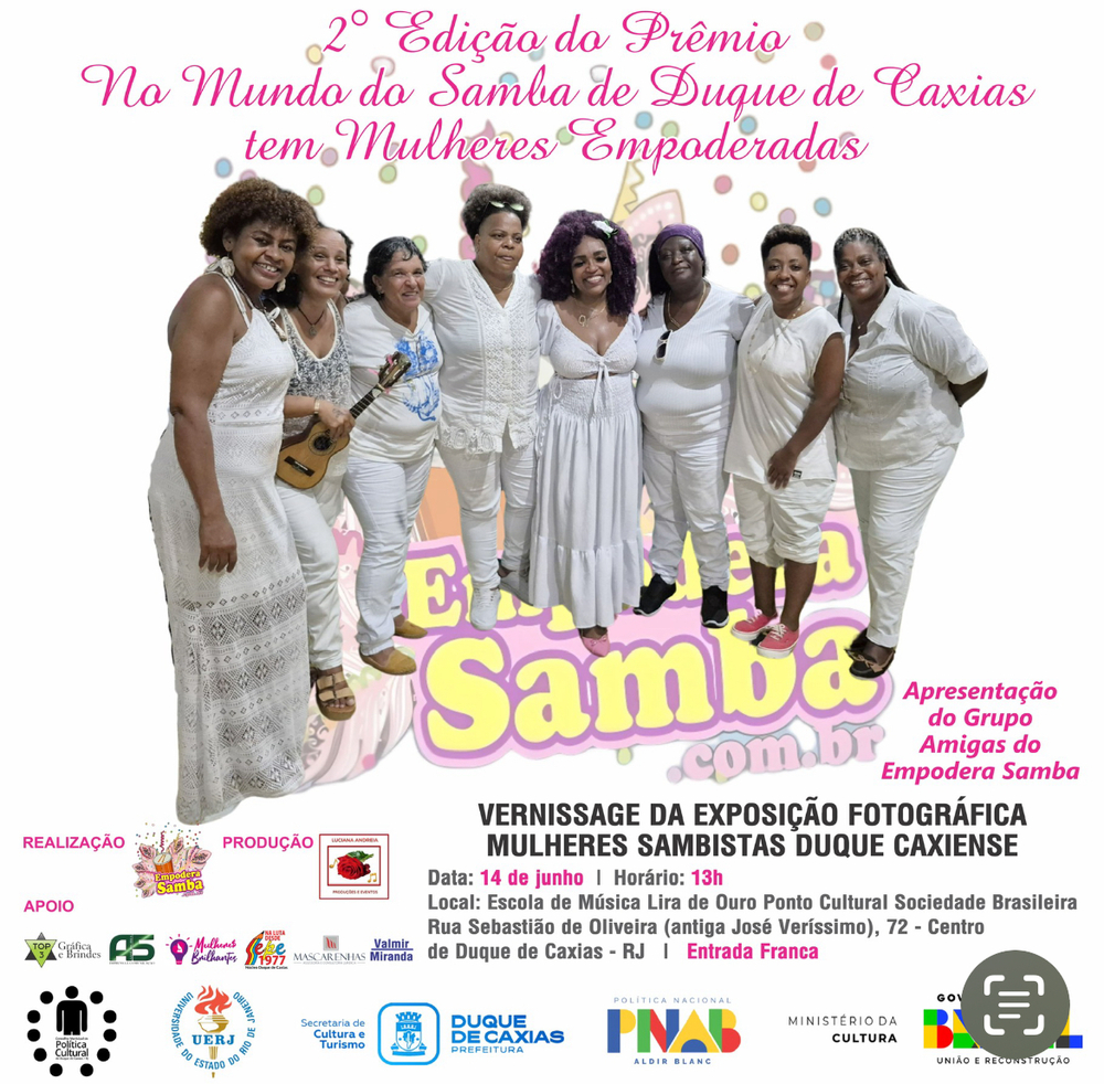 Empodera Samba celebra 7 anos com a 2ª Edição do Prêmio “No Mundo do Samba de Duque de Caxias Tem Mulheres Empoderadas.