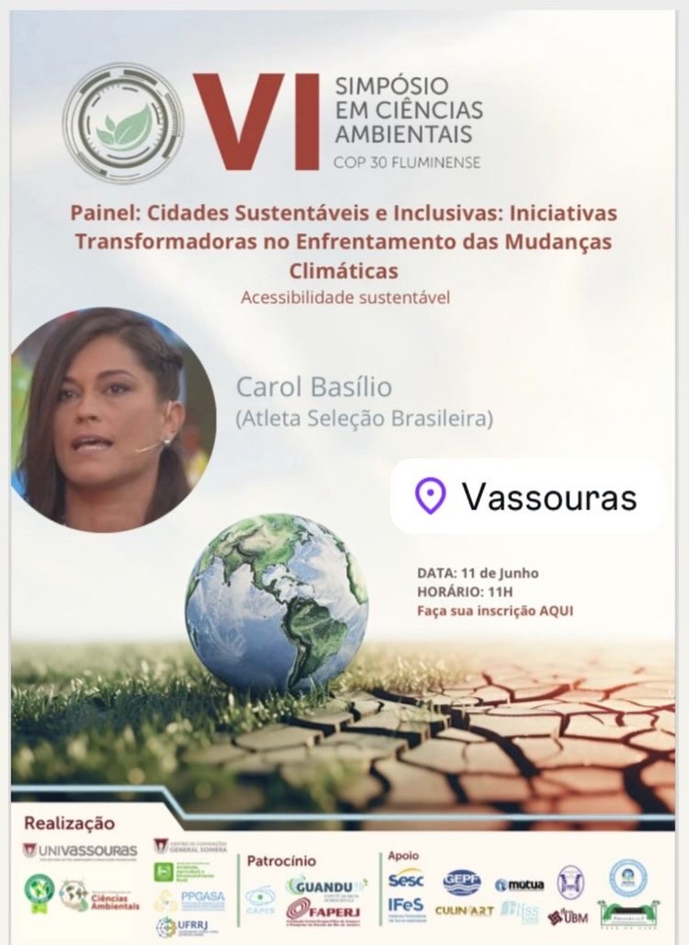Carol Basílio confirma participação no VI Simpósio em Ciências Ambientais, em Vassouras, com foco em cidades sustentáveis e acessibilidade