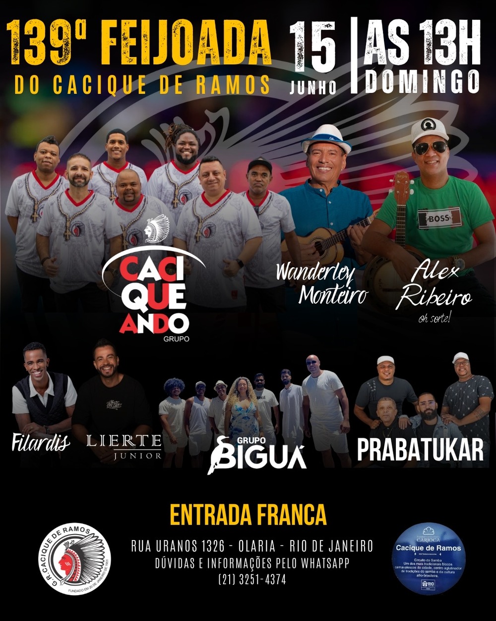 Feijoada do Cacique será mantida com respeito institucional; Bira Presidente segue estável.
