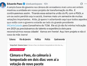 Paes confirma 'mimo': Caiado vai ganhar cargo vitalício com salário de ministro do STF após 'PASSAR PANO' para o 'NERVOSINHO' por anos e aprovar a chamada 'Milícia Municipal' 
