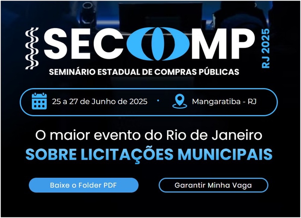 Secomp RJ 2025 reunirá especialistas em Mangaratiba para debater desafios e soluções na nova era das contratações públicas
