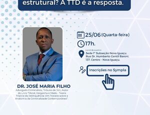 Palestra gratuita na OAB discute soluções para a criminalidade no Brasil com Dr. Zema, autor da Teoria Tríplice da Delinquência (TDD)