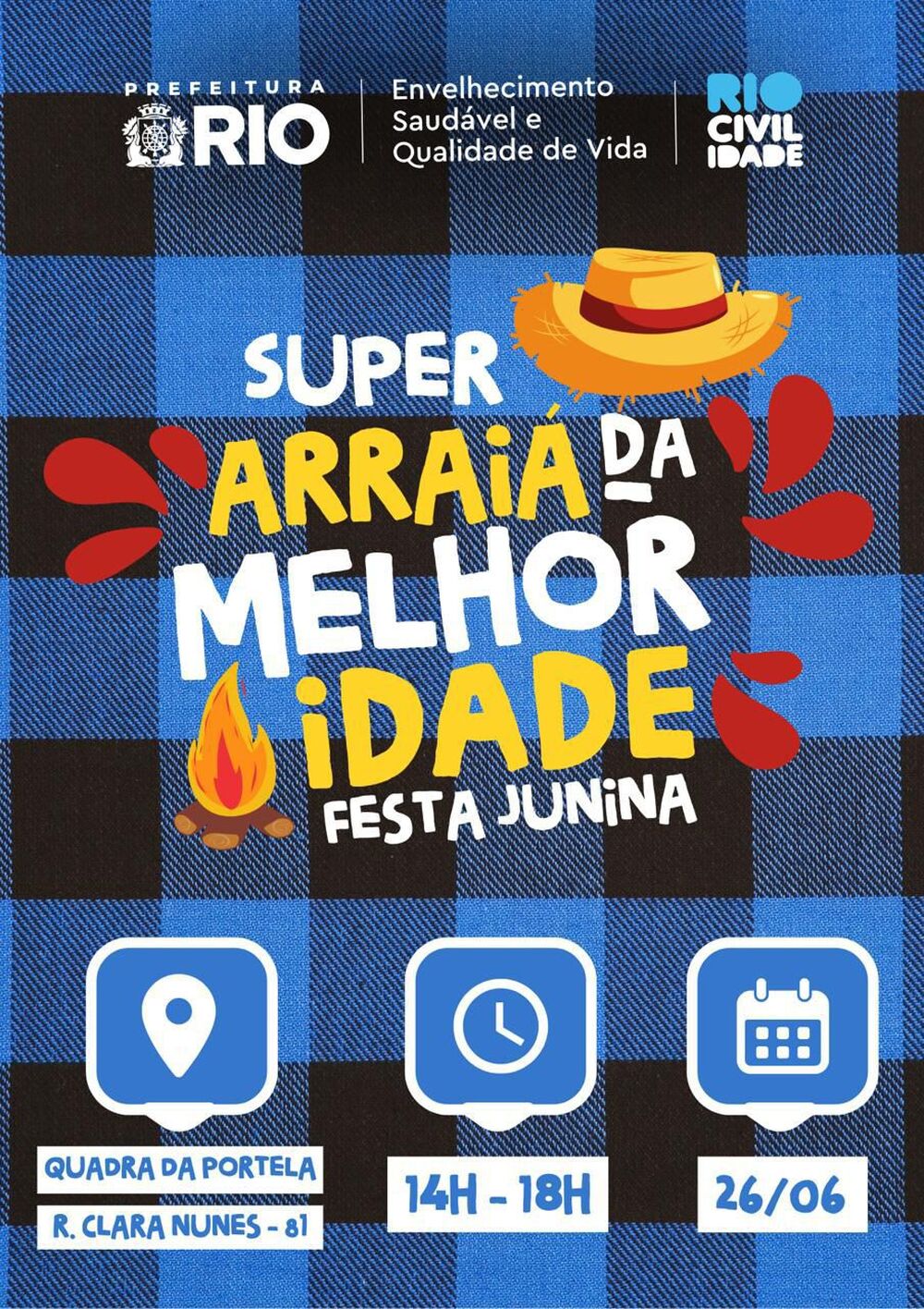 Prefeitura do Rio promove Arraiá da Melhor Idade na quadra da Portela nesta quinta-feira