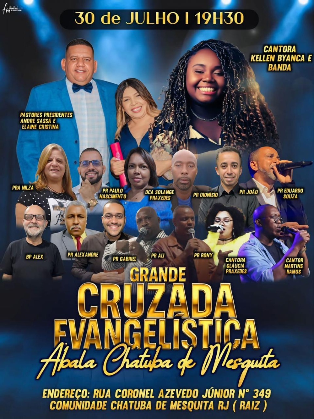Grande Cruzada Evangelística promete impactar vidas na Chatuba de Mesquita no dia 30 de julho