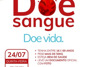 Hospital Municipal Carlos Tortelly promove campanha de doação de sangue nesta quinta-feira (24)