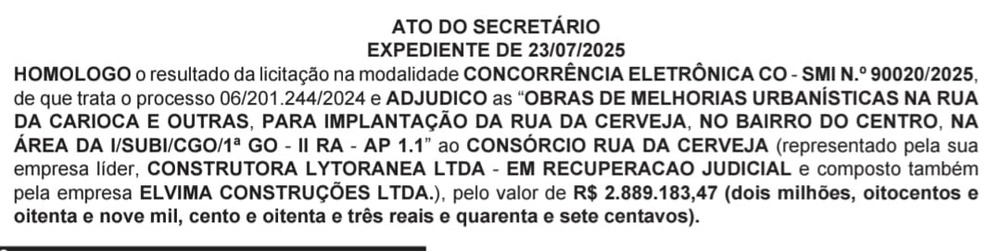 Prefeitura libera R$ 2,8 Milhões na Transformação da Rua no centro em Rua da Cerveja 