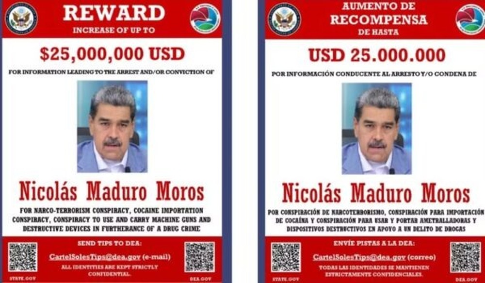 EUA oferecem US$ 25 milhões por informações que levem à prisão de Maduro