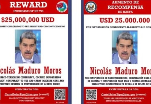 EUA oferecem US$ 25 milhões por informações que levem à prisão de Maduro