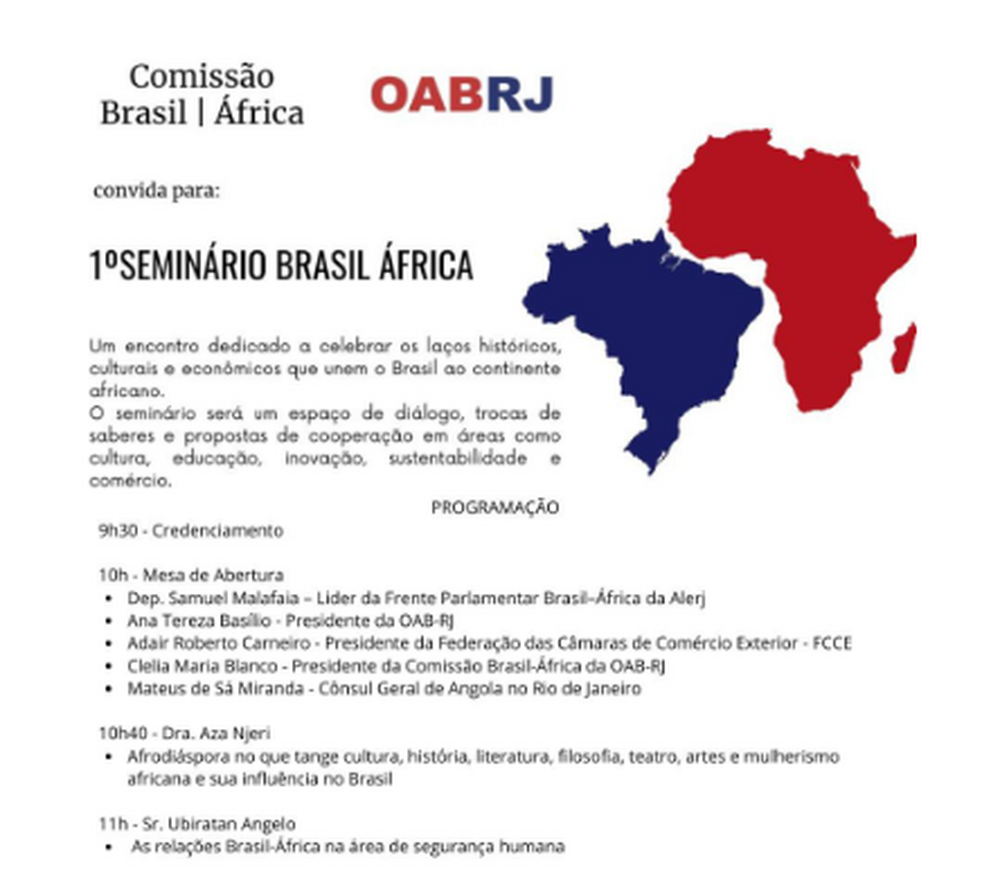 OAB/RJ promove 1º Seminário Brasil-África para fortalecer laços históricos e  econômicos entre os continentes