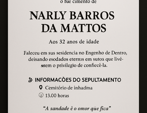 Nota de Falecimento -  NARLY BARROS DA MATTOS