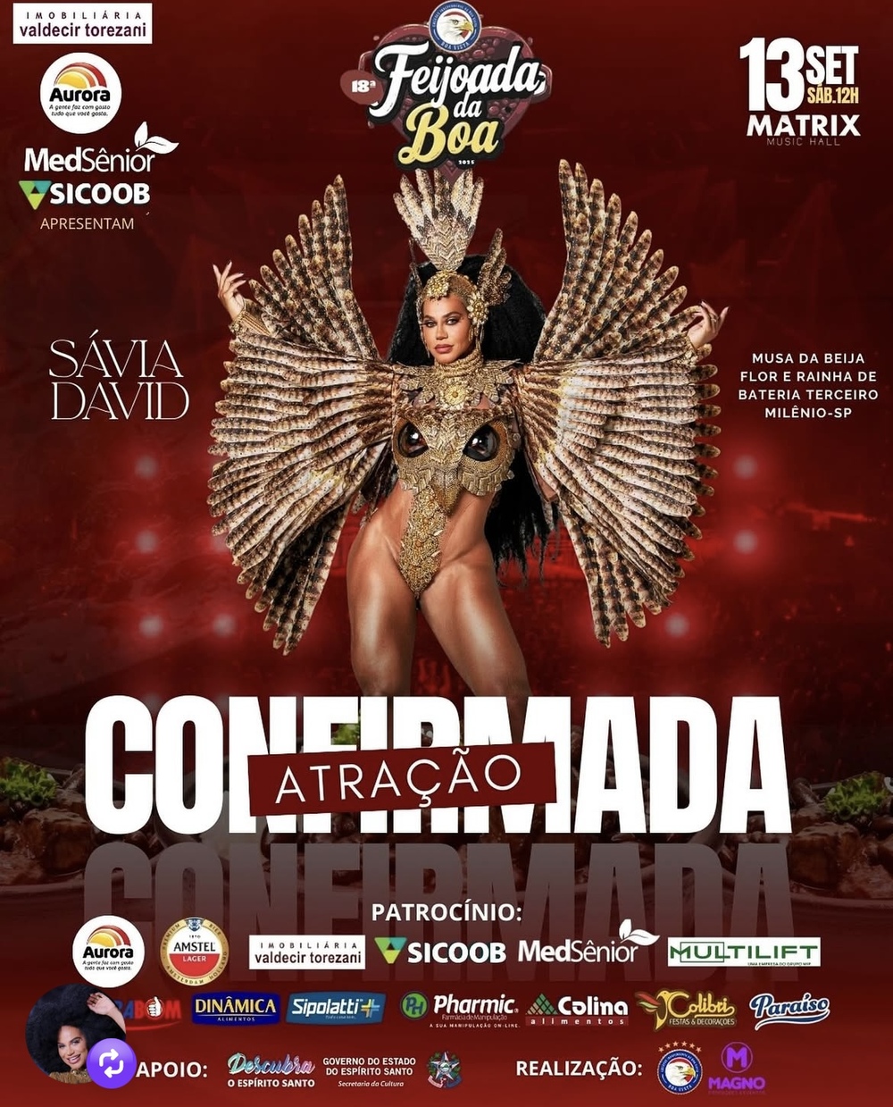 Musa da Beija-Flor confirmada na Feijoada da Boa em Vitória