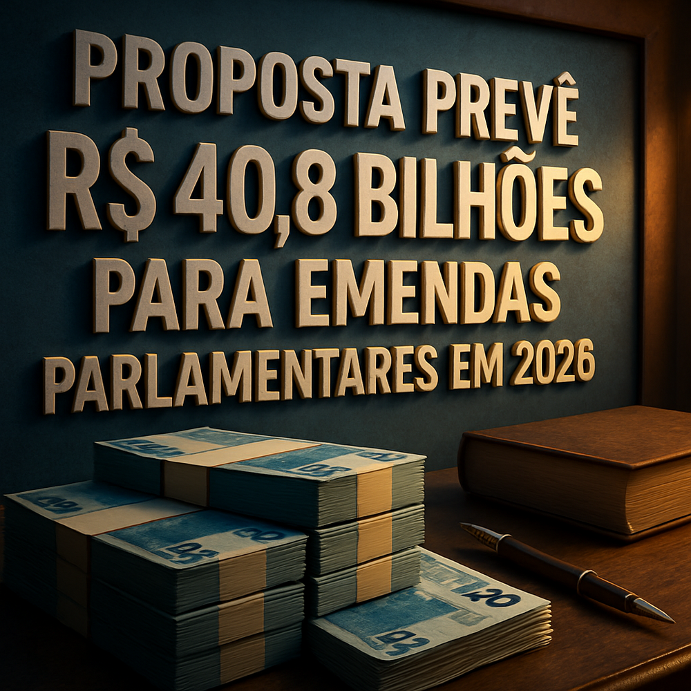 Proposta prevê R$ 40,8 bilhões para emendas parlamentares em 2026