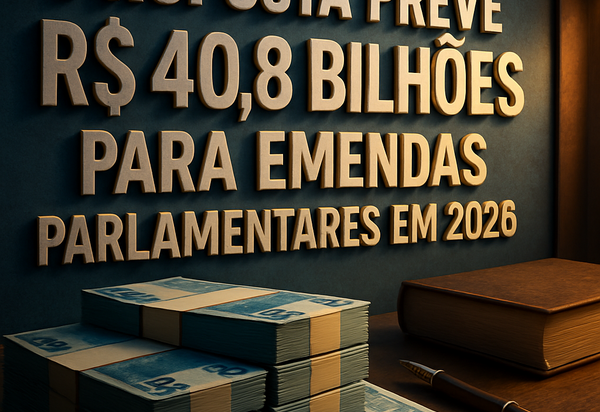 Proposta prevê R$ 40,8 bilhões para emendas parlamentares em 2026