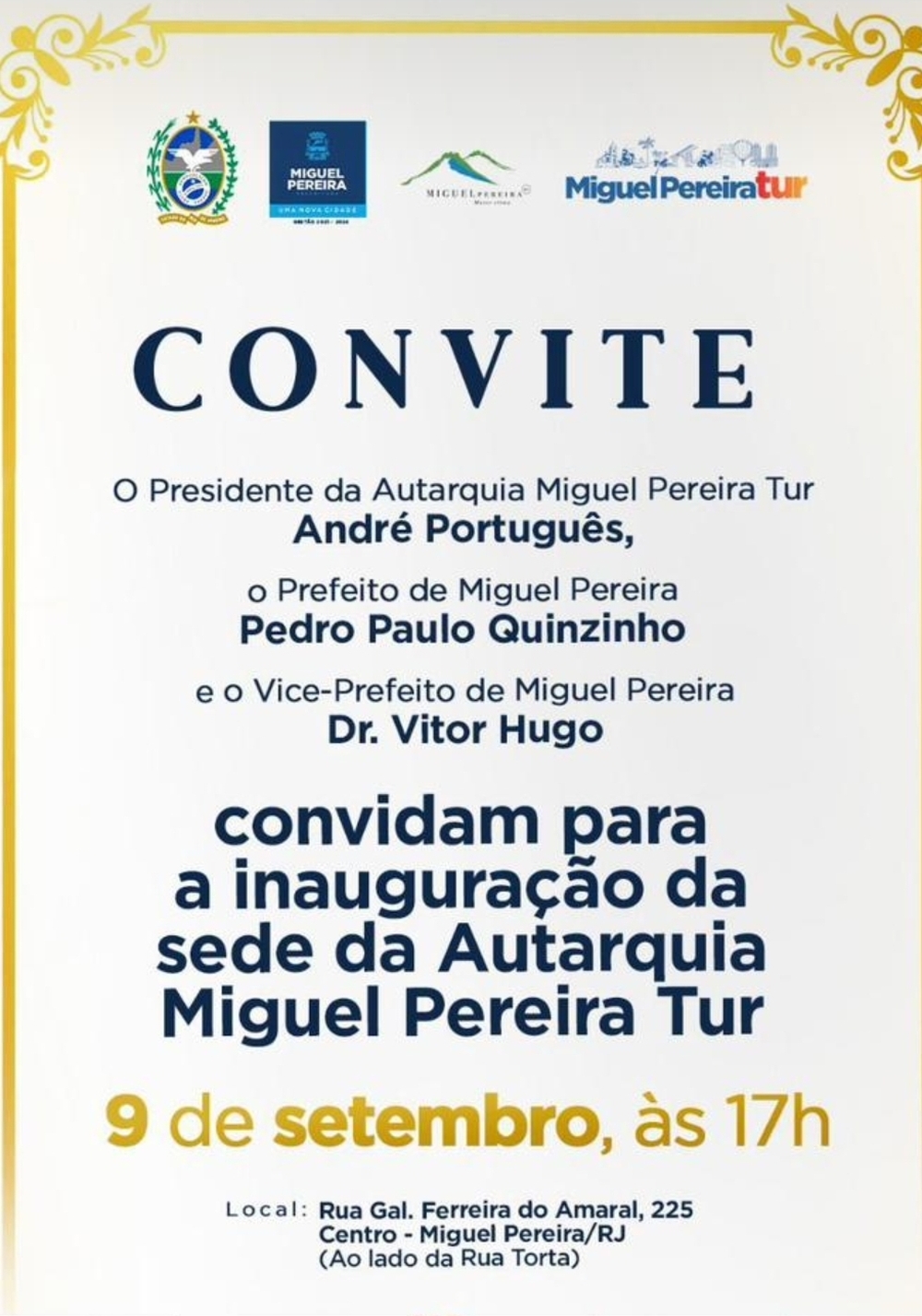 Miguel Pereira inaugura dia 09 a maior autarquia de turismo do estado em cerimônia histórica