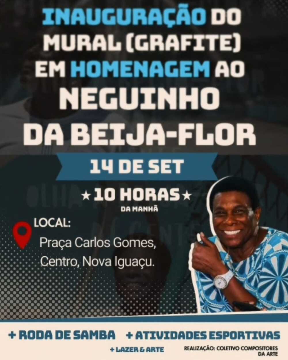 Neguinho da Beija-Flor e craque Marcelinho serão homenageados em Nova Iguaçu