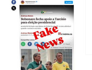 Flávio desmente matéria sobre apoio de Jair Bolsonaro a Tarcísio