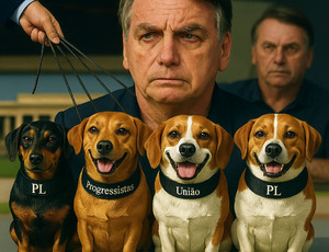 Quando a política vira programa de adestramento: Todo mundo quer ser o cãozinho obediente de Bolsonaro. Ciro Nogueira, Caiado, Ratinho, Tarcisio e até tu Castro? Latindo na mesma coleira AuAu