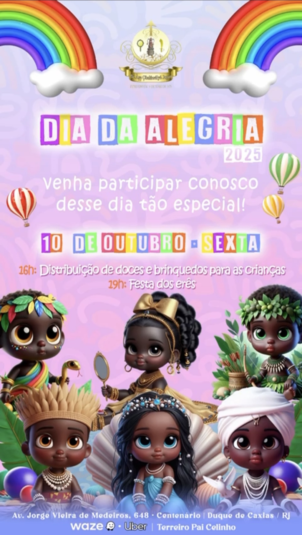 Ilé Àse Obalúwáiyé Jagun realiza o “Dia da Alegria 2025” com distribuição de doces e Festa dos Erês em Duque de Caxias