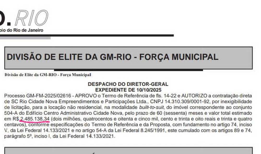 Guarda Municipal à deriva: Prefeitura do Rio autoriza locação de R$ 2,4 milhões para Tropa de Elite sem licitação, enquanto Paes promove leilões de patrimônio público a preço vil