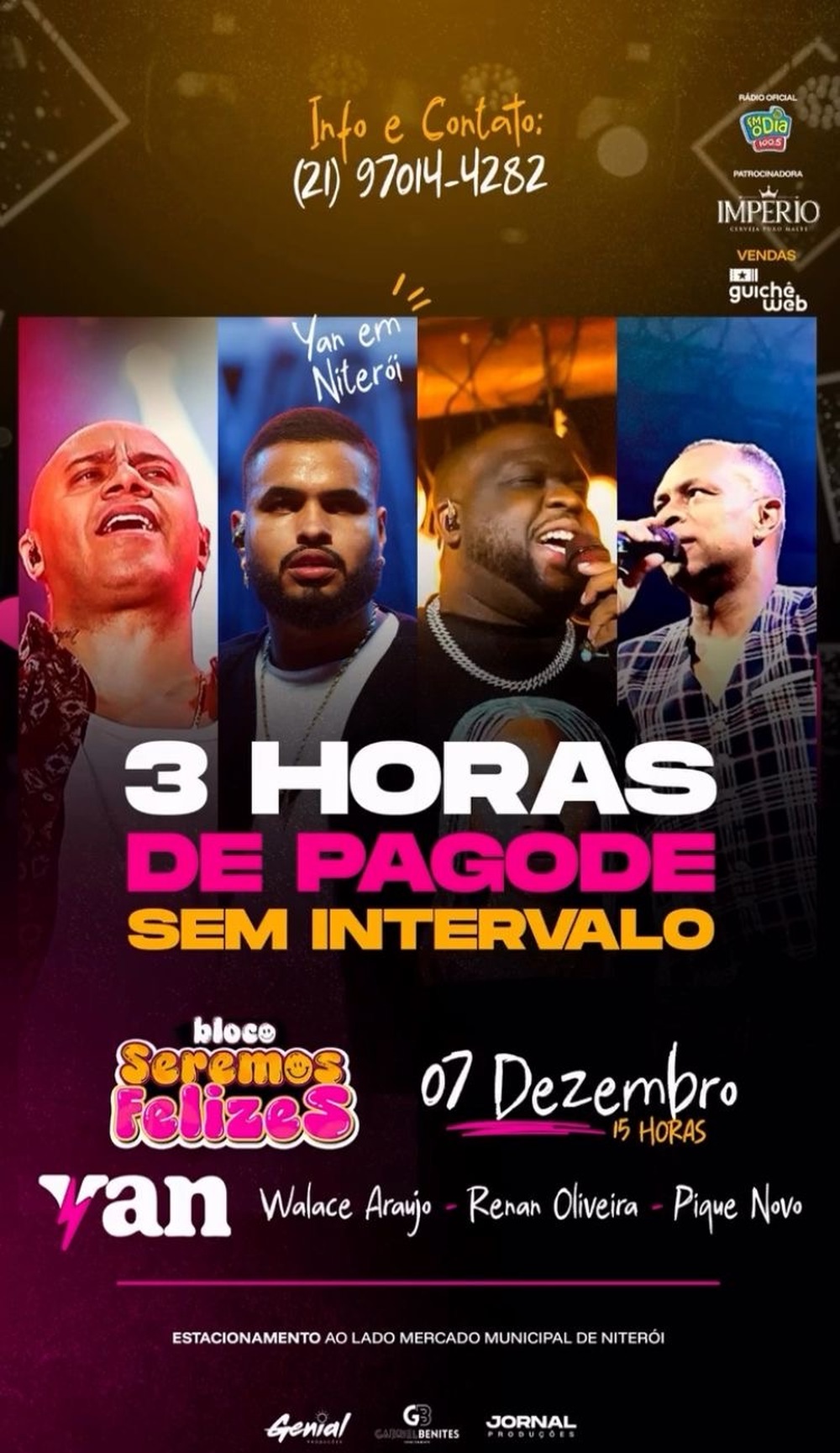 Bloco Seremos Felizes promete maratona de pagode e o maior open bar de Niterói no dia 7 de dezembro