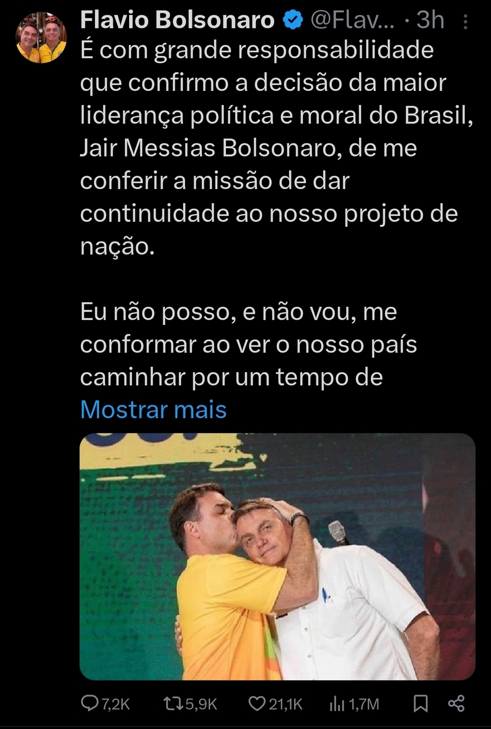 Jair Bolsonaro escolheu Flávio como candidato à Presidência para 2026