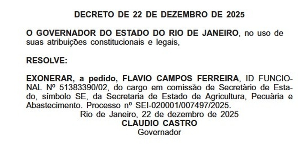 Mudança no alto escalão: Castro exonera secretário Dr. Flávio que assume vaga de deputado cassado Ramagem