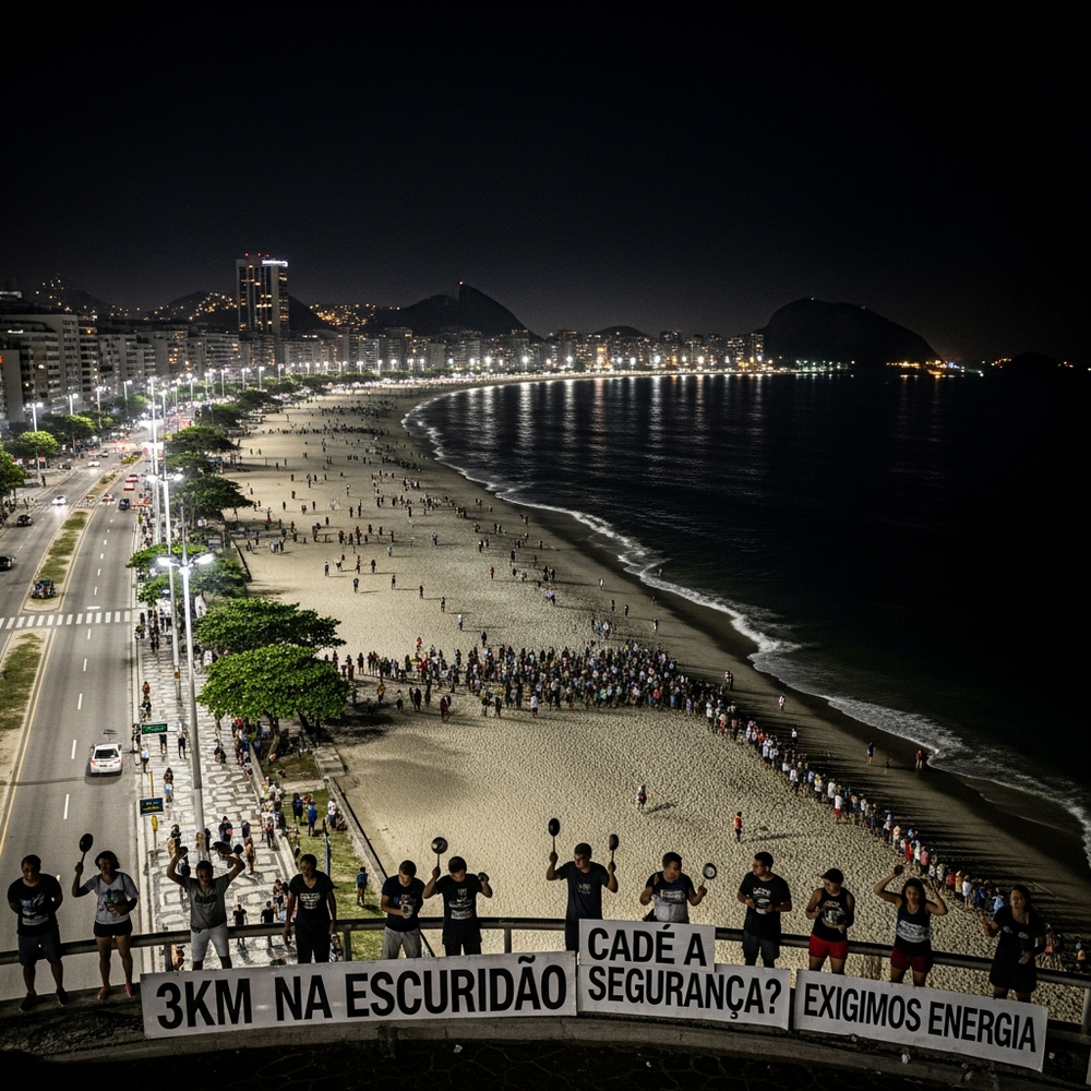 Quase 48h depois, Leme e Copacabana, parece piada como furtam 3 km e ninguém vê; moradores protestam