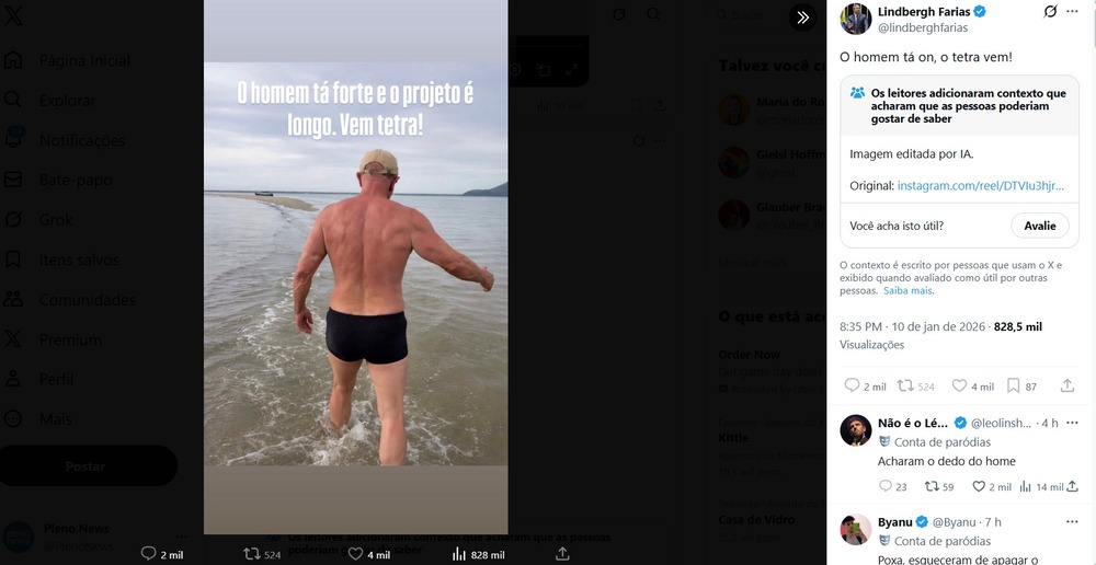 Petistas compartilham imagem falsa de Lula musculoso