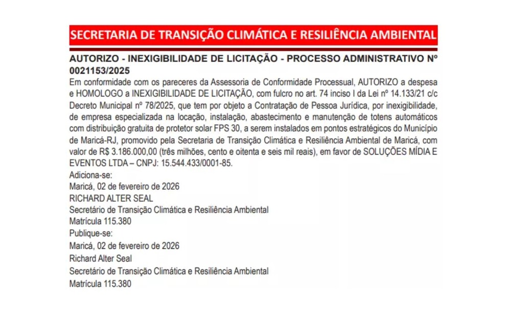 Maricá gasta R$ 3,1 milhões em protetor solar gratuito para toda a cidade
