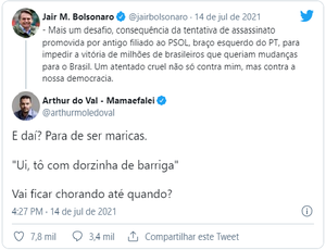 Dep. Arthur ‘mamãe falei’ diz para Bolsonaro: “E daí? Para de ser maricas. “Ui, tô com dorzinha de barriga”...