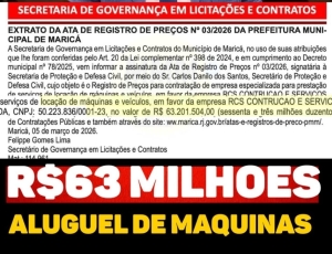 Maricá assina Ata de registro de preços no valor de R$ 63,2 milhões para aluguel de máquinas para Defesa Civil
