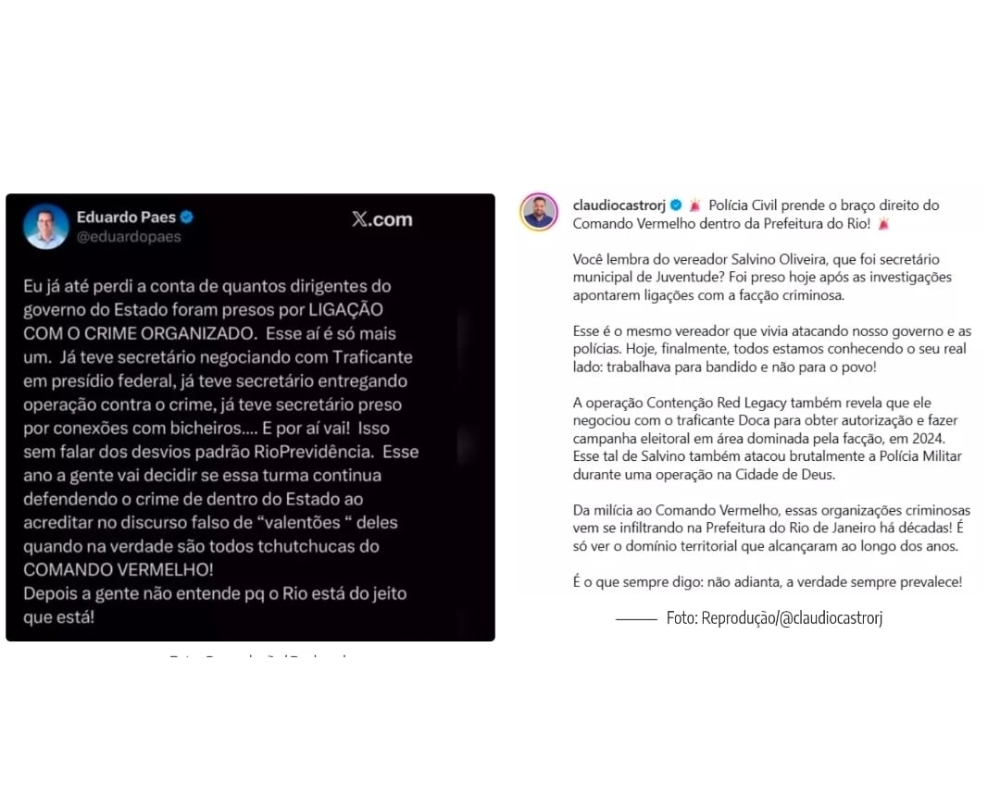 Eduardo Paes critica Cláudio Castro e questiona operação após prisão de vereador do PSD