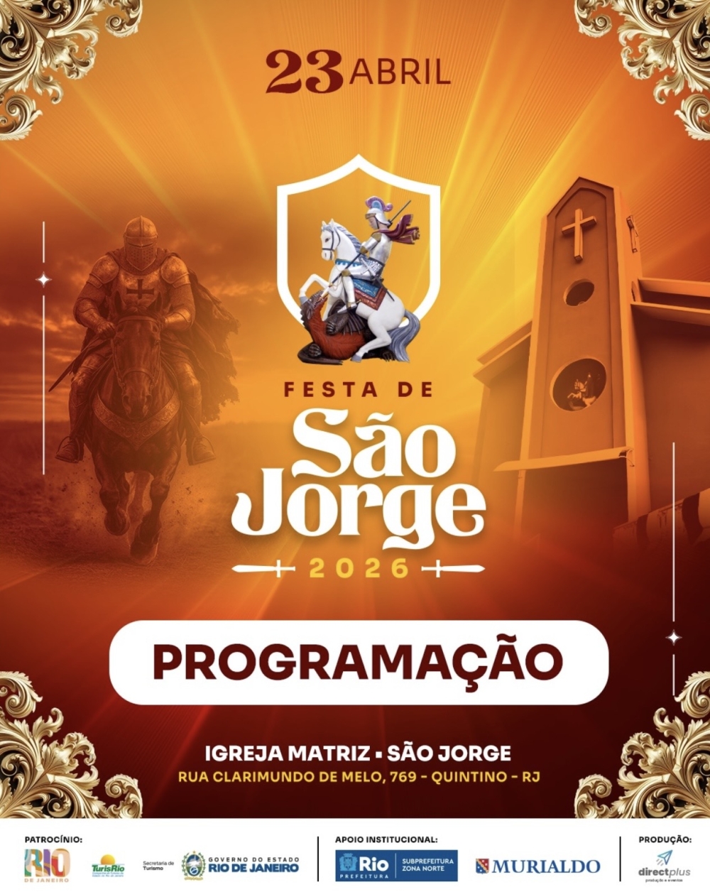 Festa de São Jorge 2026 reúne fé, tradição e grande programação na Zona Norte do Rio