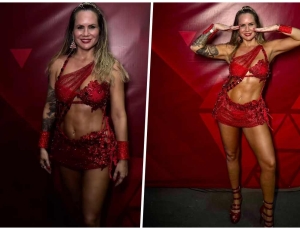 Isis Camargo rouba a cena com brilho e glamour na Festa da Vitória